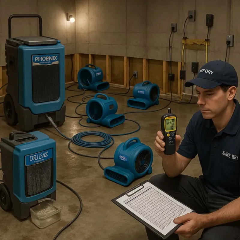 Structural Drying and Dehumidification process in Castle Hayne, NC